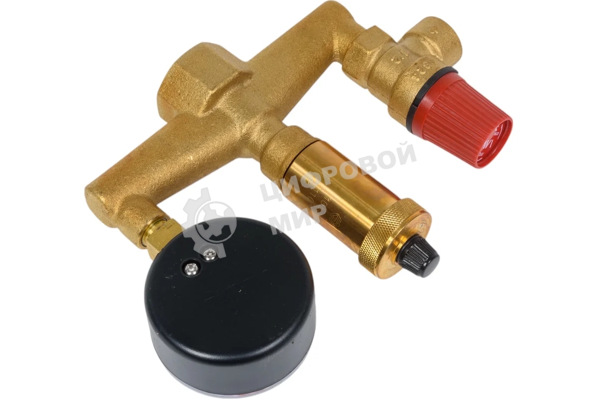 Группа безопасности котла 1' с манометром предохранительным клапаном и автоматическим воздухоотводчиком