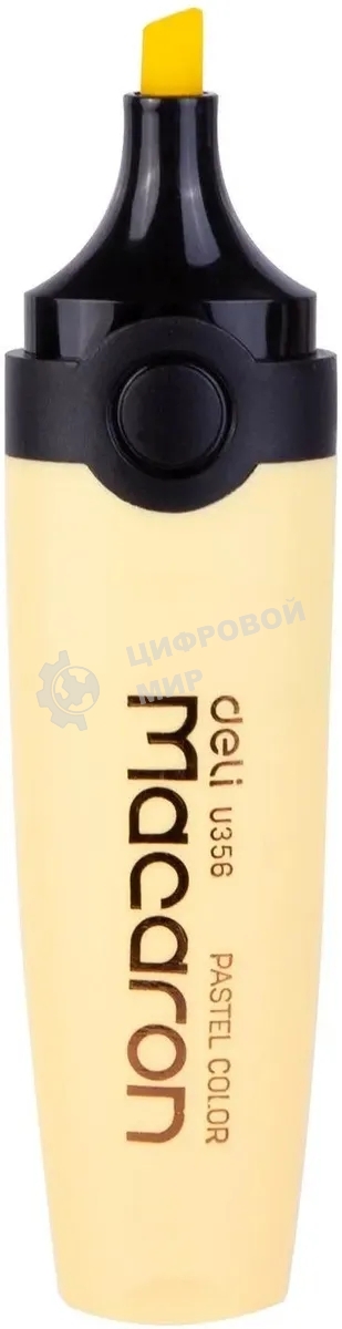 Текстовыделитель Deli EU356-YL Macaron, скошенный пишущий наконечник, 1-5мм, желтый пастельный