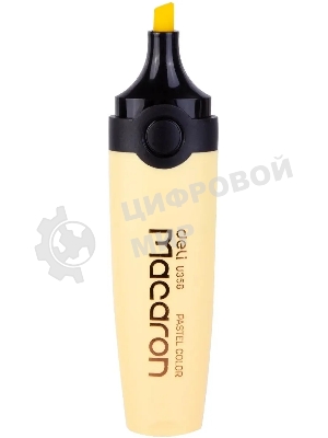 Текстовыделитель Deli EU356-YL Macaron, скошенный пишущий наконечник, 1-5мм, желтый пастельный