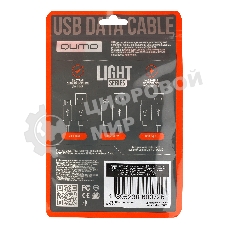 Кабель Qumo light series, USB-Type C, 1м, 5В, 1A, опл. PVC, кон. PVC, круглый, черный