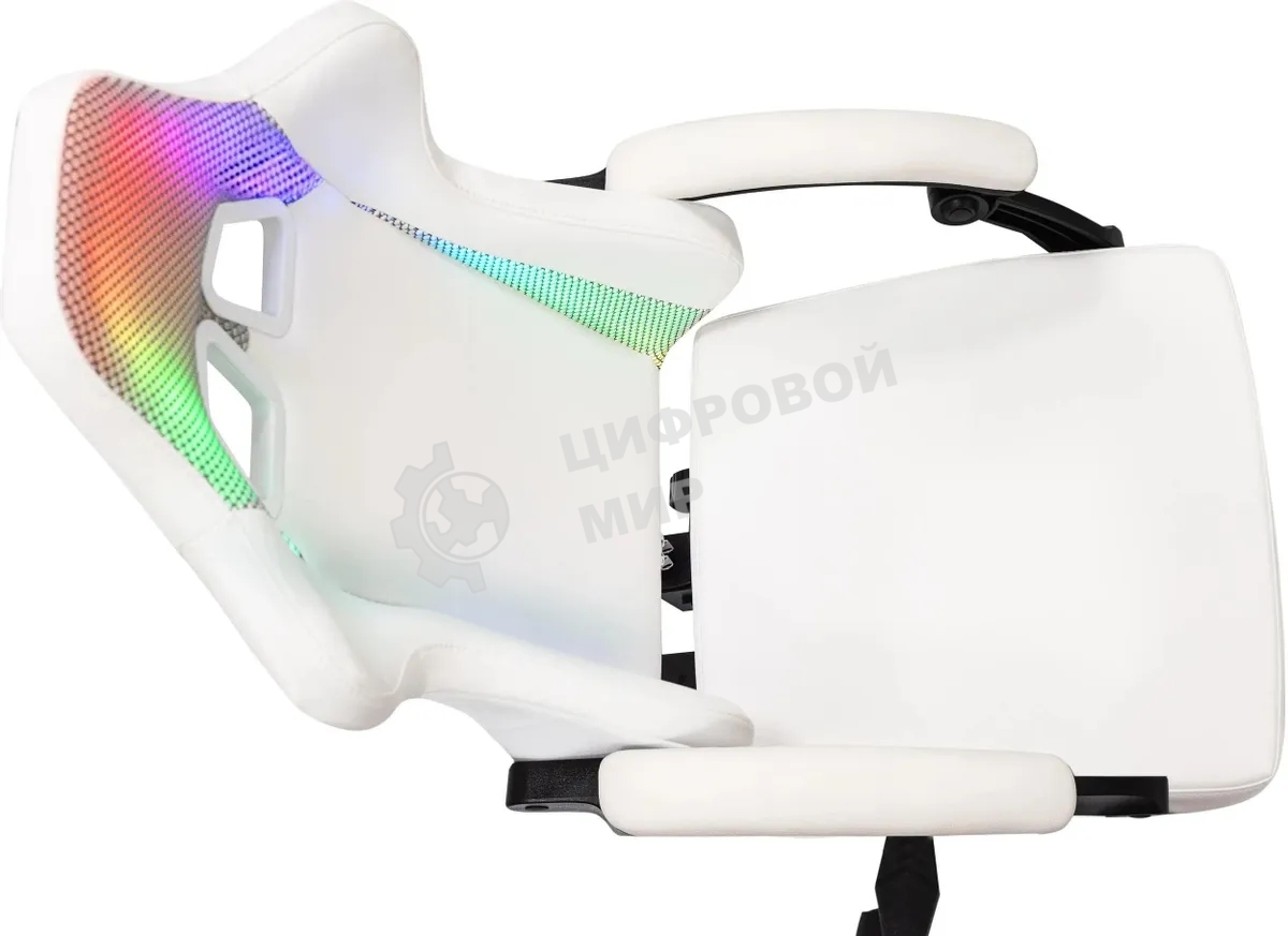Кресло игровое Knight Wolf RGb белый эко.кожа/сетка, крестов. пластик