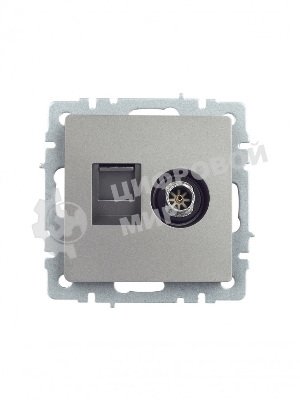 Розетка телевизионная двойная TV+RJ45 IEK BRITE РТВ/РК12-БрС кат.5E сталь