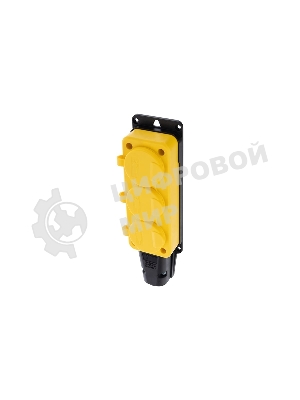 Розетка штепсельная Rexant трехместная, влагозащищенная, с/з, 16 А, IP54, каучук, желтый