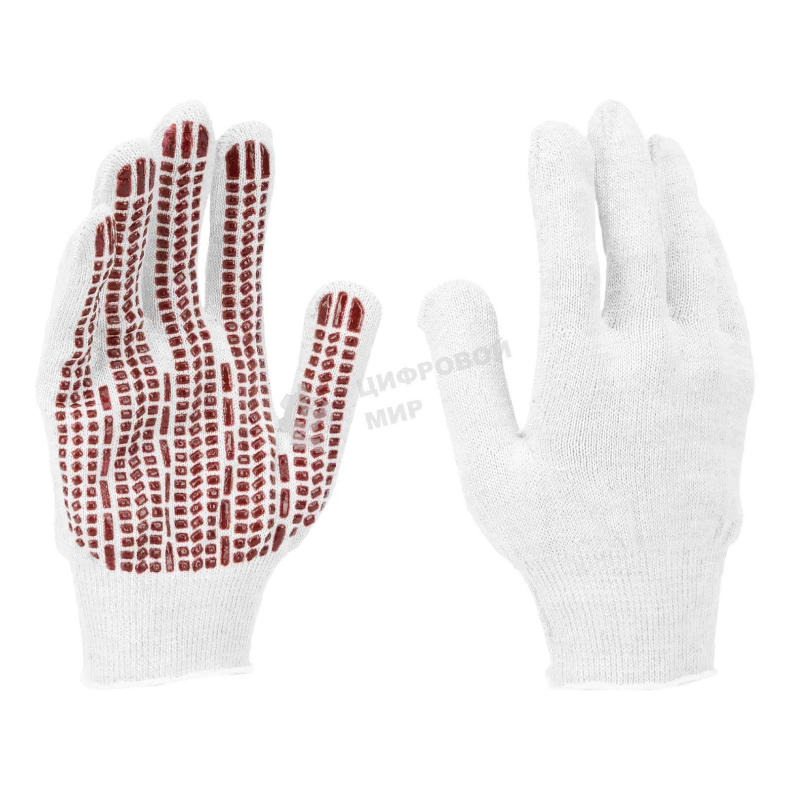Перчатки трикотажные Сибртех х/б, ПВХ-гель Протектор, для точных работ, 13 класс