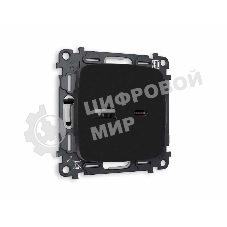 Комплект механизма розетки OMEGA Черный матовый 2USB A+C 20W (быстрая зарядка) QUANT (OP8110, VM177) MO811010