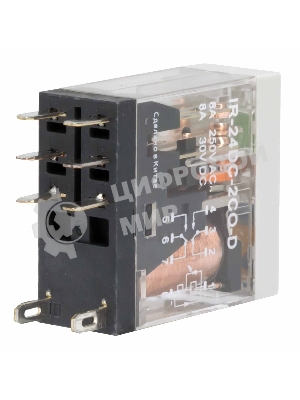 Реле миниатюрное промышленное, 2CO, ком. ток 8А, AgSnO2, напряжение 24V DC, опция: тест-кнопка+светодиод+защитный диод
