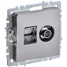 Розетка телевизионная двойная TV+RJ45 IEK BRITE РТВ/РК12-БрС кат.5E сталь