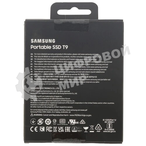 Внешний SSD Samsung T9, 1TB, USB 3.2 Gen 2x2 Type-C, R/W 2000/1950, черный