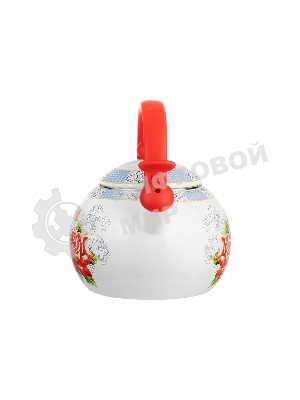 Чайник для плиты LR00-20 LARA (эмаль) RED 2.5 л, индукционное дно, свисток, автоподъем крышки