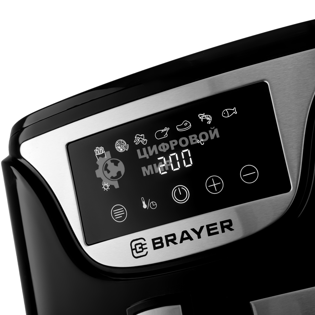 Аэрогриль BRAYER BR2037 черный/серебристый, 1500 Вт, 5 л, упр. - сенсор, программ - 7