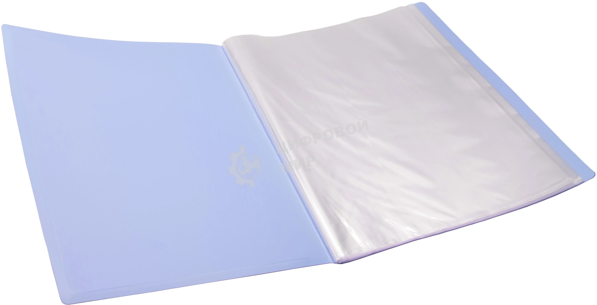 Папка-портфолио с 40 прозрачными вкладками Silwerhof Create SCR-P40AZURE A4, пластик, 0.7мм, карман на лицевой стороне, голубой