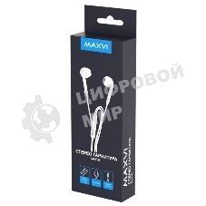 Проводные наушники Maxvi MHF-01 белый, вкладыши, проводной (Jack 3.5 мм), встроенный микрофон