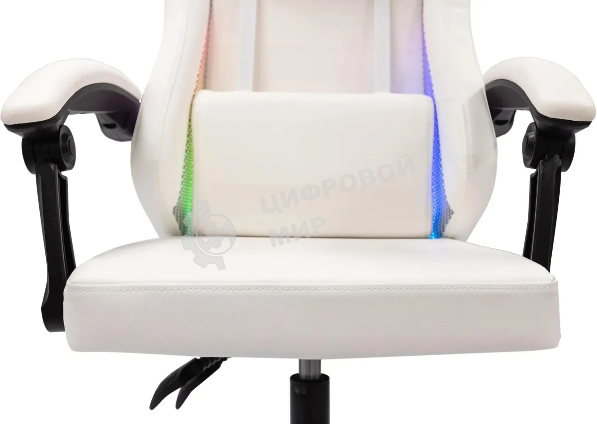 Кресло игровое Knight Wolf RGb белый эко.кожа/сетка, крестов. пластик
