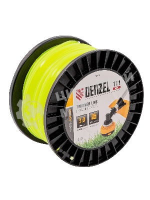 Леска для триммера Denzel квадрат, 3,0мм х 111м, на DIN катушке FLEX CORD
