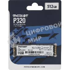 Накопитель SSD Patriot P320, 512Gb, PCIe 3.0 x4, M.2 2280, NVMe, R/W 3000/2200
