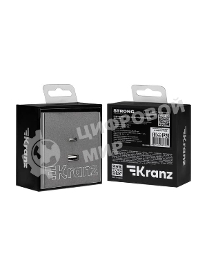 Розетка Kranz STRONG USB-A+Type-C 3А с функцией быстрой зарядки графит