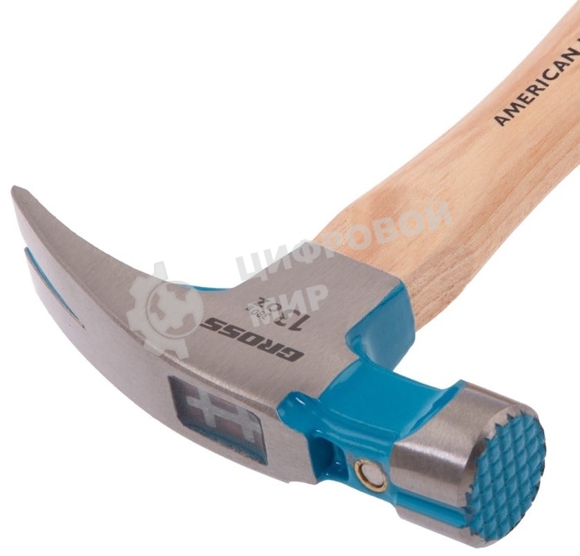 Молоток-гвоздодер Gross AMERICAN HICKORY 380 г, угол 75, магнит, обрезиненная рукоятка