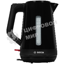 Электрочайник Bosch TWK1M123 черный, 1.7 л, 2400 Вт, скрытый нагревательный элемент
