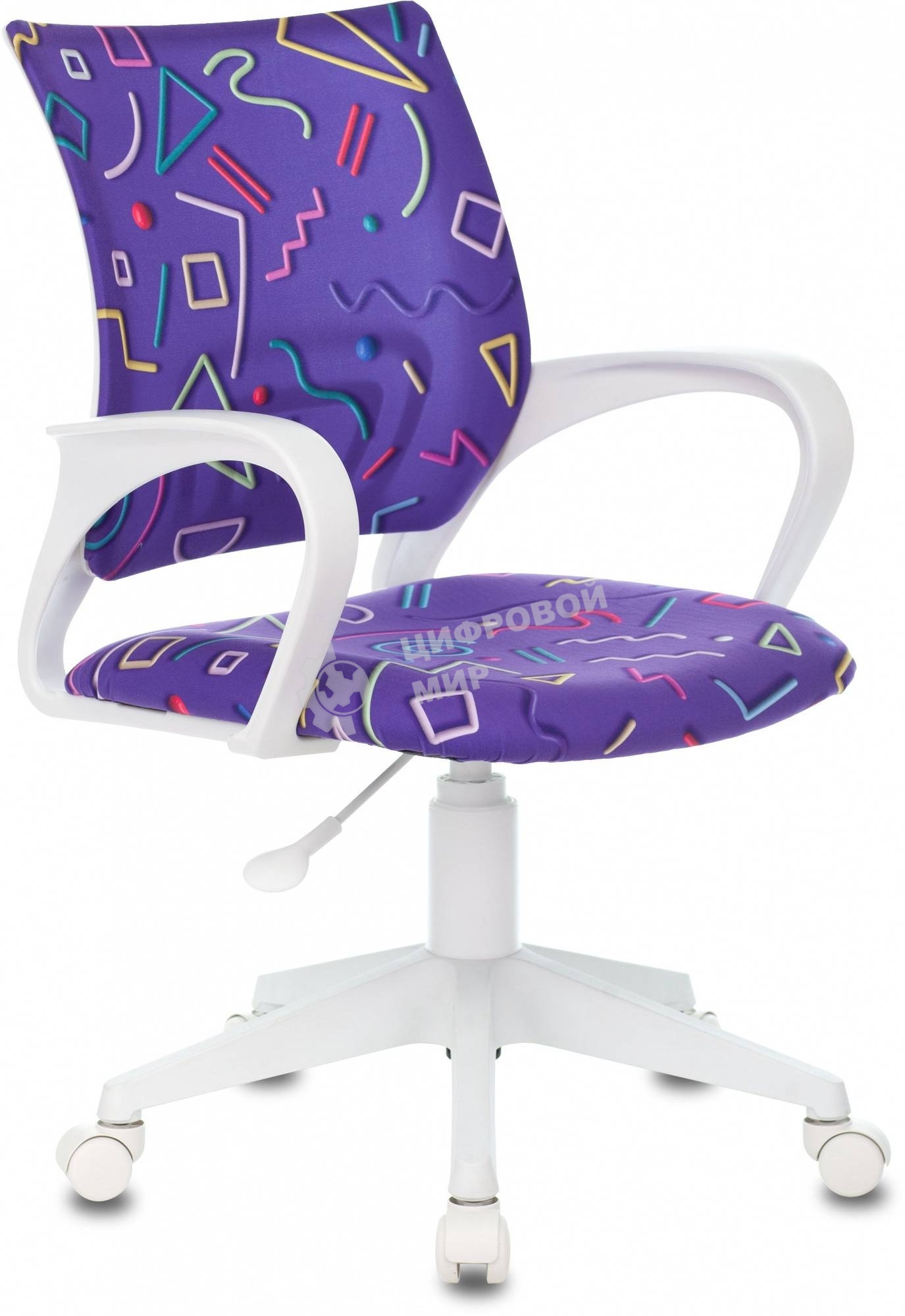 Кресло детское Бюрократ BuroKIDS 1 W Sticks 08 фиолетовый, крестов. пластик, пластик белый