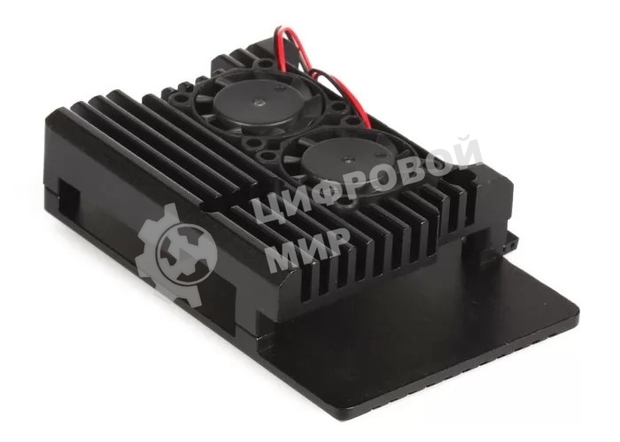 Корпус Qumo Aluminum case with double black fans, Raspberry Pi 4, black(RS010)