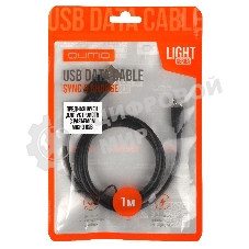 Кабель Qumo light series, USB-MicroUSB, 1м, 5В, 1A, опл. PVC, кон. PVC, черный