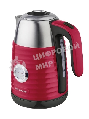 Чайник электрический Willmark WEK-1738PST 1.7 л, нержавейка+пластик, красный, термометр, 2200 Вт