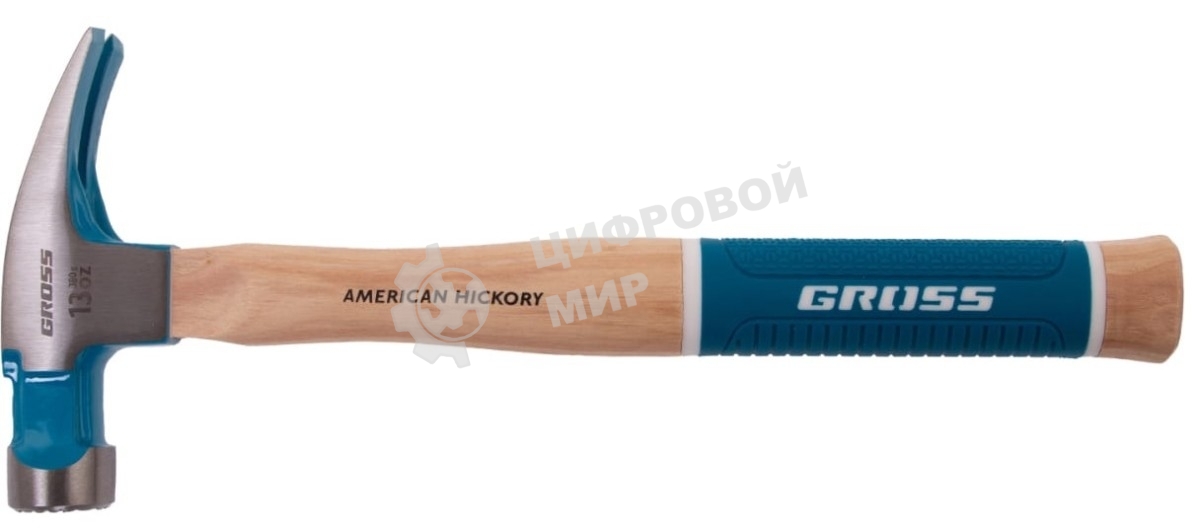 Молоток-гвоздодер Gross AMERICAN HICKORY 380 г, угол 75, магнит, обрезиненная рукоятка