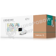 Система жидкостного охлаждения Deepcool LM240 WH ARGB Soc-AM5/AM4/1200/1700/1851 белый 4-pin 19-36dB Al LCD 220W 1404gr Ret (R-LM240-WHDMMC-1)