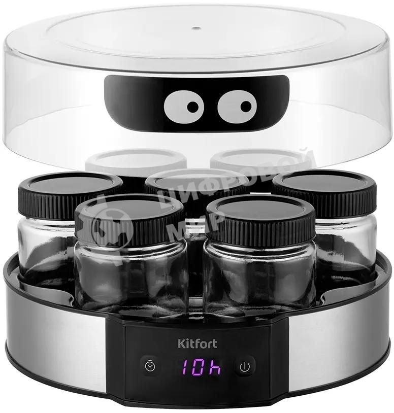 Йогуртница Kitfort КТ-6295 20Вт 7б. 190мл упр.:электрон. серебристый/черный