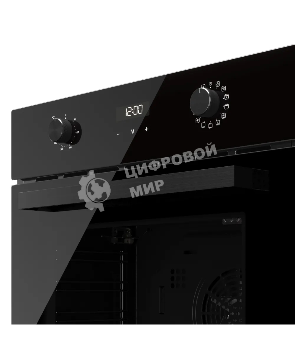 Духовой шкаф Kuppersberg HF 678 B, High-Tech, 70 л, дисплей, поворотное/сенсорное управление, таймер, макс. температура 300 градусов, телескопические направляющие (на 1 уровень), черный