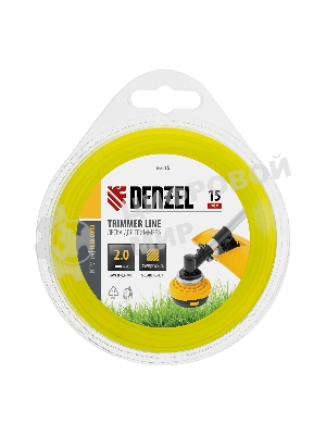 Леска для триммера Denzel квадрат 2 мм х 15 м, блистер FLEX CORD