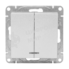 Механизм выключателя EKF UP1-SWA-24 Эпика двухклавишный, с подсветкой, алюминий