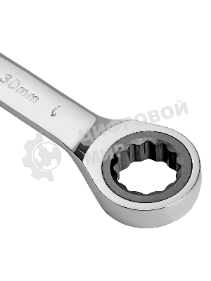 Ключ комбинированный Denzel, с трещеткой, 30 мм