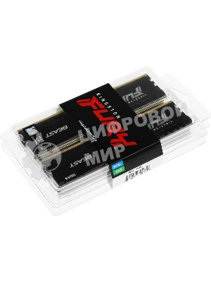 Оперативная память Kingston Fury Beast, DDR4, 64GB (4x16GB), 3600MHz, CL18, DIMM, радиатор, черный