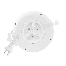 Удлинитель 3 гнезда 3 метра 10А/2,2 кВт, без заземления, круглый, белый (SBE-10-3-03-W)/40