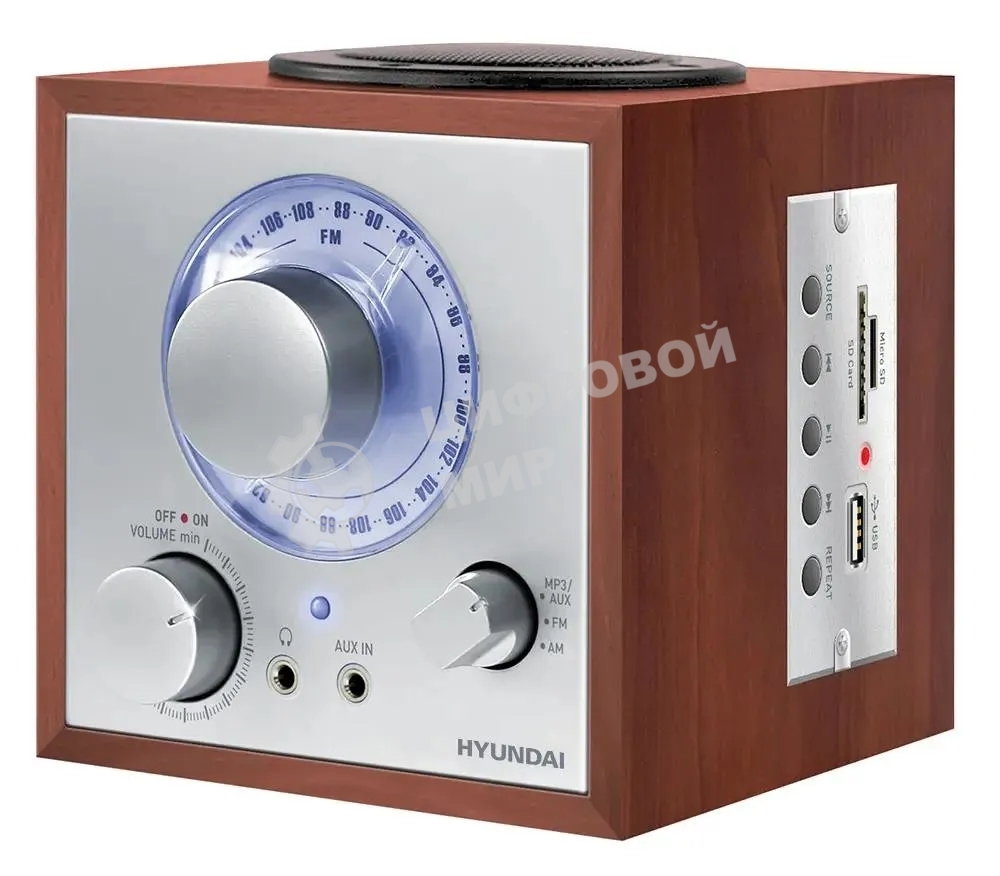 Радиоприемник настольный Hyundai H-SRS200 вишня USB SD/MMC