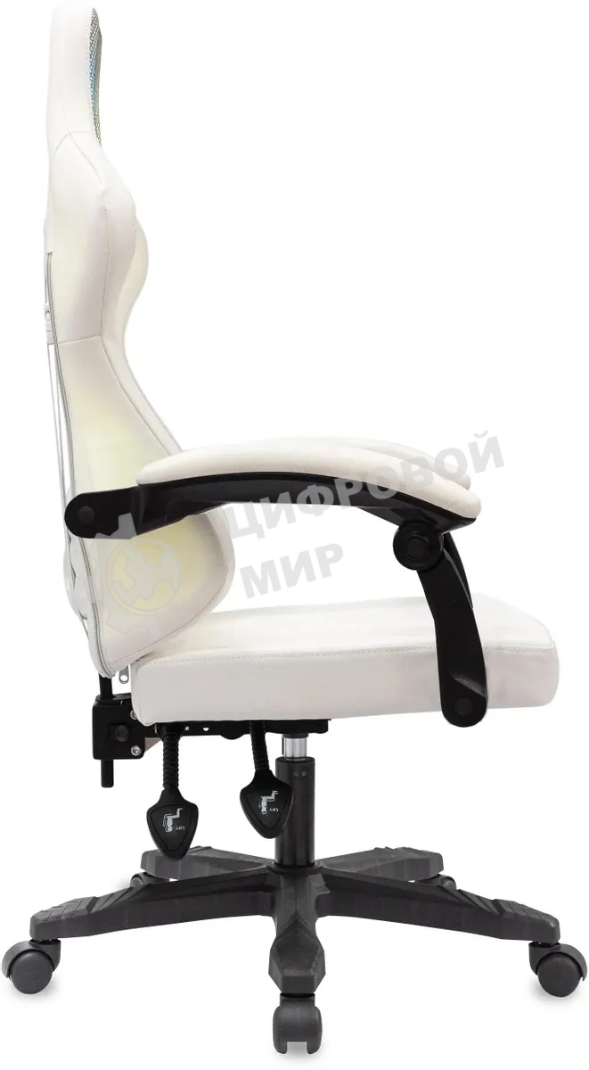 Кресло игровое Knight Wolf RGb белый эко.кожа/сетка, крестов. пластик