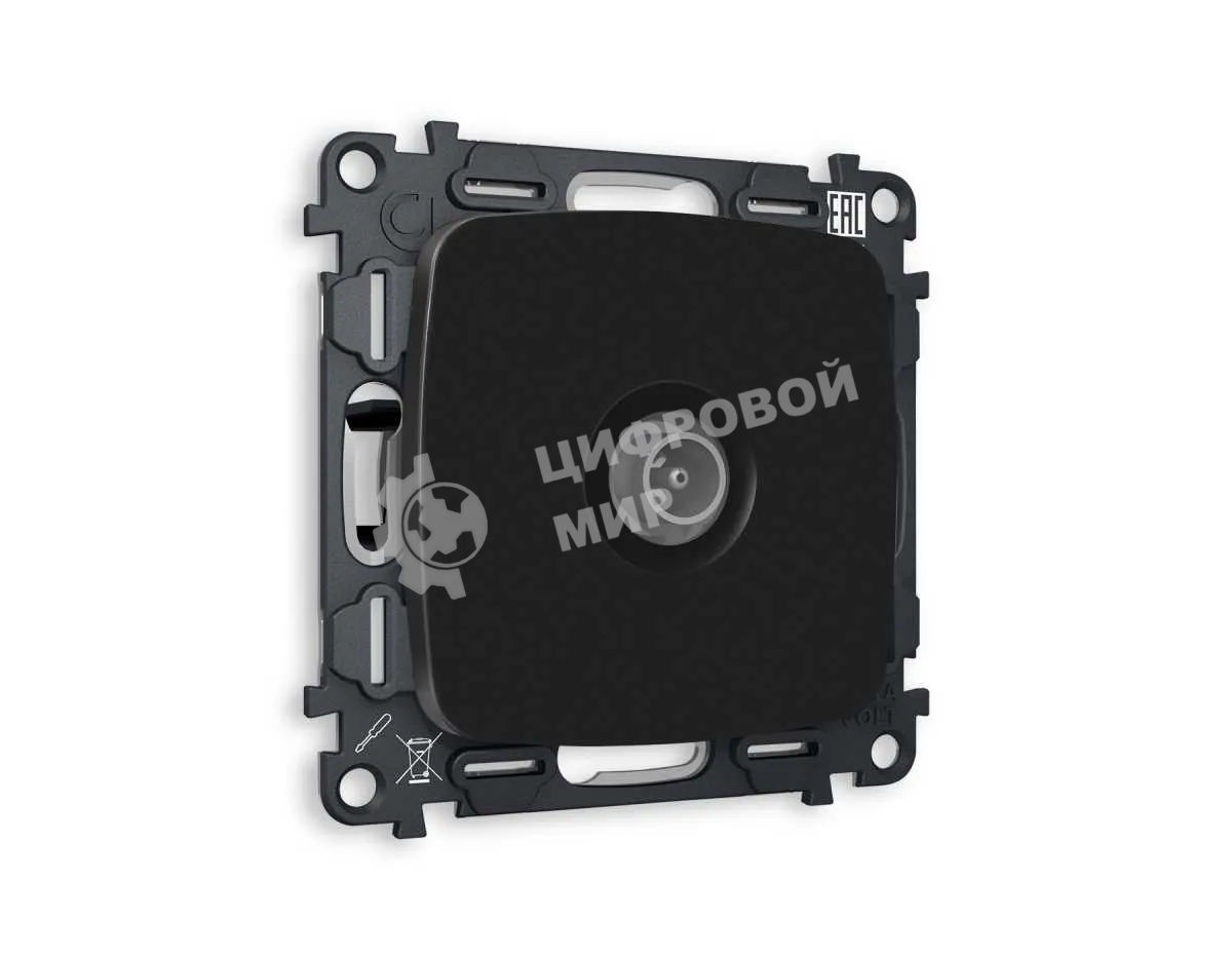 Комплект механизма TV розетки проходной OMEGA Черный матовый 5-1000 MHz 4dB QUANT (OP8130, VM211) MO813030