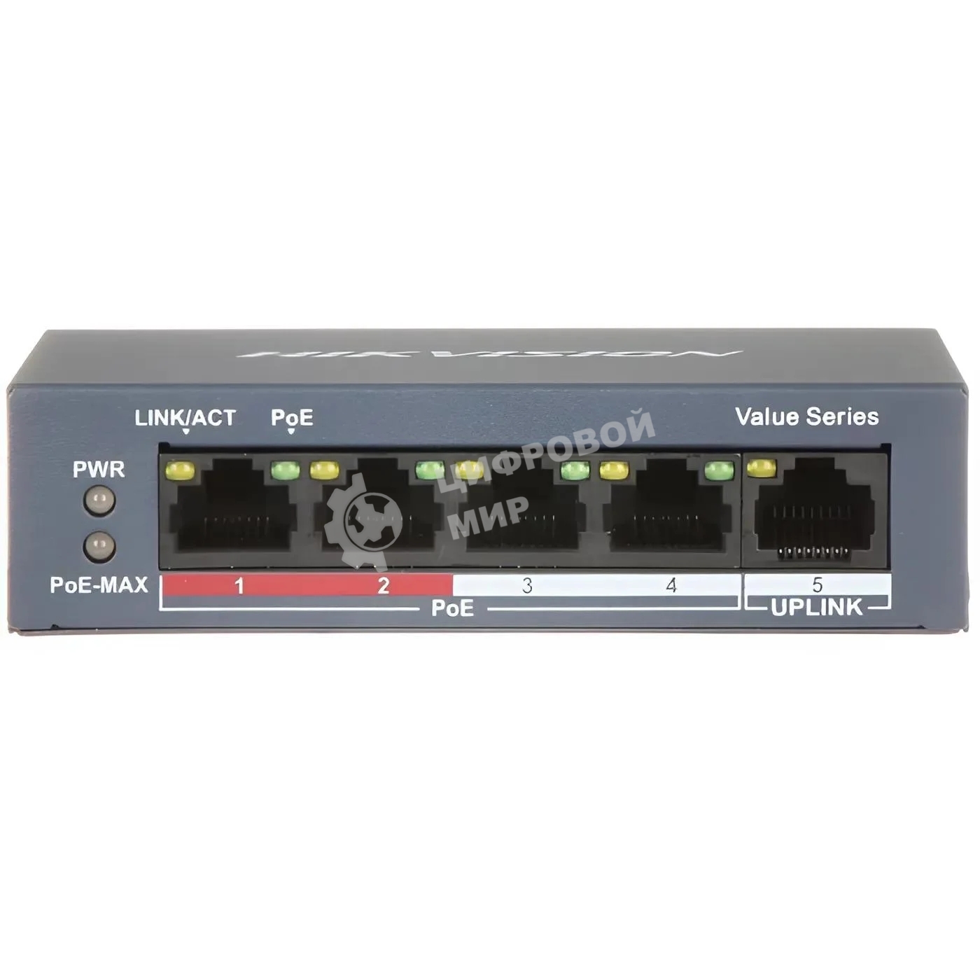 Коммутатор Hikvision DS-3E1105P-EI, 4×100 Мбит/с PoE+ + 1×100 Мбит/с, настраиваемый