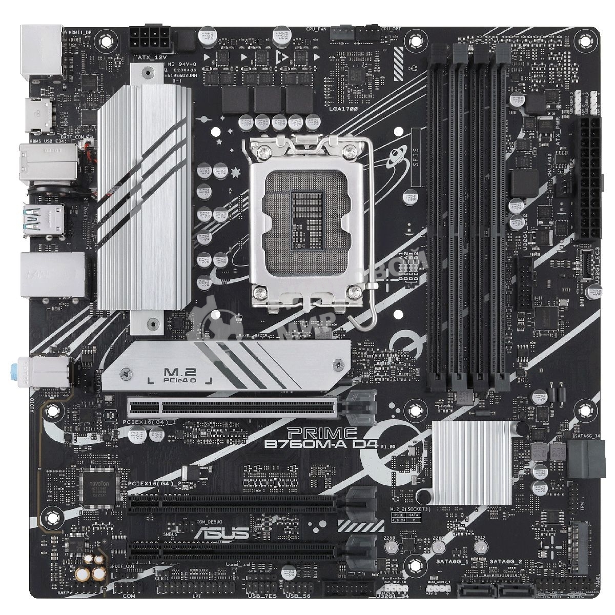 Материнская плата ASUS PRIME B760M-A D4-CSM, LGA 1700, Intel B760, 4xDDR4, 4xSATA, 2xM.2, 3xPCIe 4.0 x16, 1xPCIe 4.0 x4, 1xPCIe x1, 2xHDMI, 1xDP, 1x 2.5Gb LAN, 2xUSB-A 3.2 Gen 2, 4xUSB-A 2.0, 3x3.5 мм, 7.1, mATX