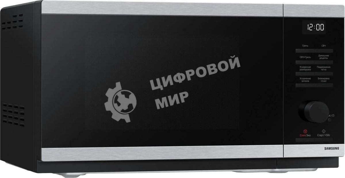 Микроволновая печь Samsung MG23DG4524ATBW нержавеющая сталь/черный 23 л, 800 Вт, переключатели - поворотный механизм