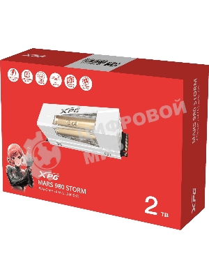 Накопитель SSD ADATA XPG MARS 980 STORM, 2Tb, PCIe 5.0 x4, M.2 2280, NVMe, R/W 14000/13000, с радиатором