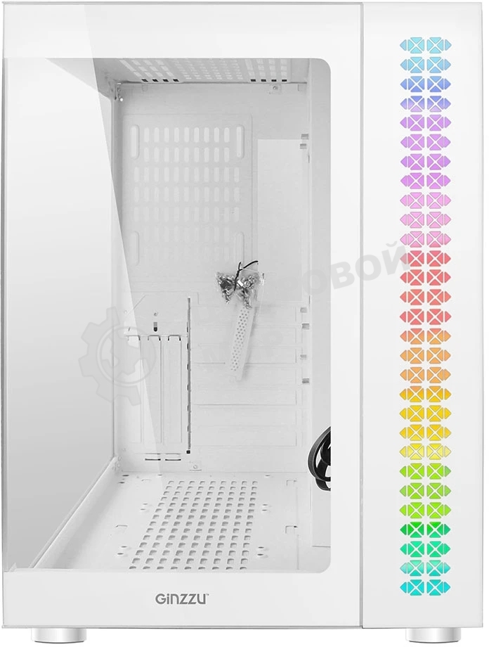 Компьютерный корпус Ginzzu V580 RGb подсветка, закаленное стекло 1хUSB 3.0,1хUSB 2.0, AU белый ATX