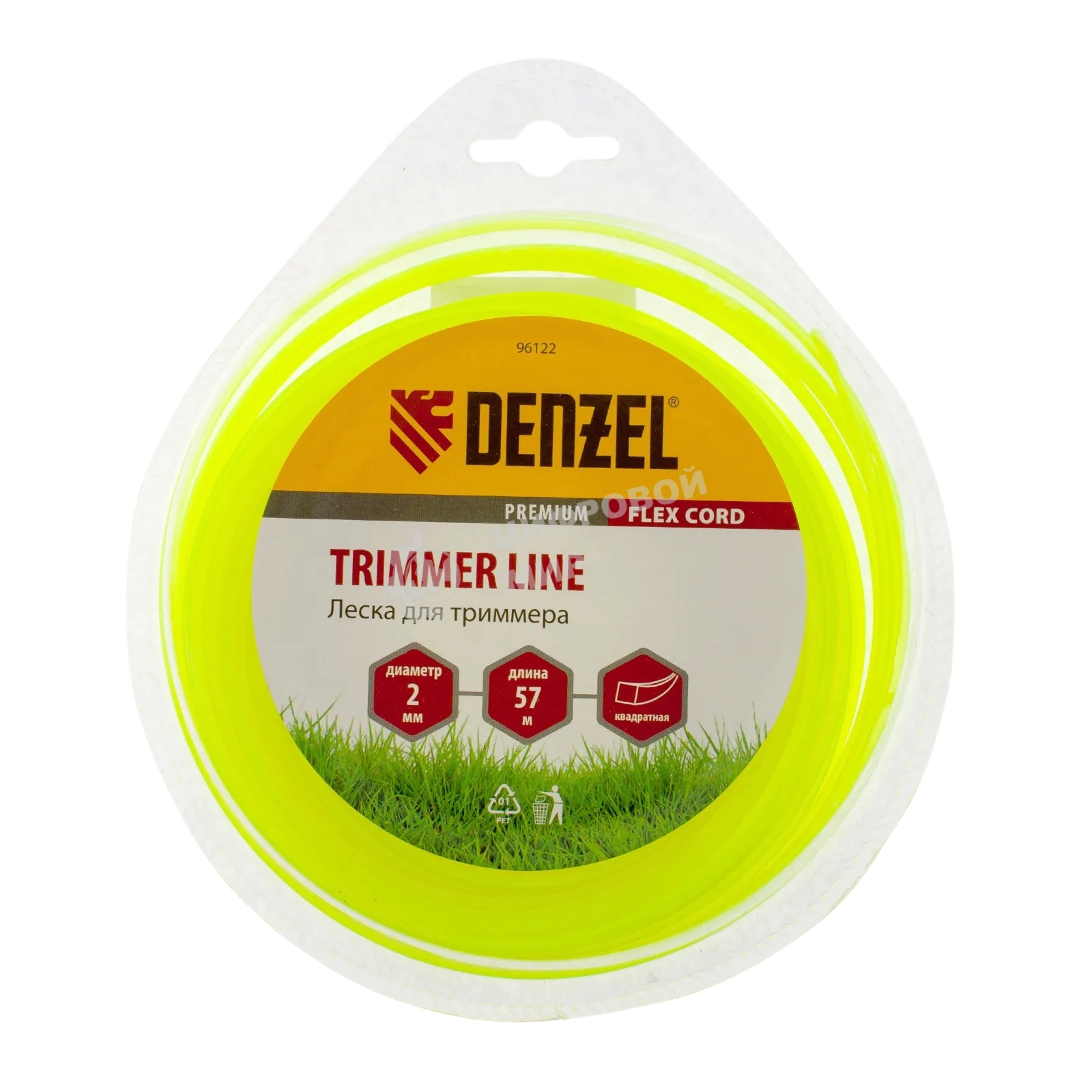 Леска для триммера Denzel квадрат 2 мм х 57 м, блистер FLEX CORD