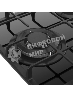 Варочная поверхность Kuppersberg FG 40 B, газ, High-Tech, 45 см, автоматический электроподжиг, газ-контроль, SABAF конфорки, чугунные решетки, WOK конфорка, цвет черное стекло, цвет фурнитуры черный