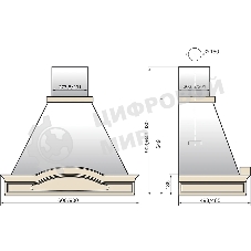 Вытяжка каминная Elikor Вилла Фрукты 90П-650-П3Д бежевый/дуб, 90 см, 650 куб. м/ч, 56 дБ