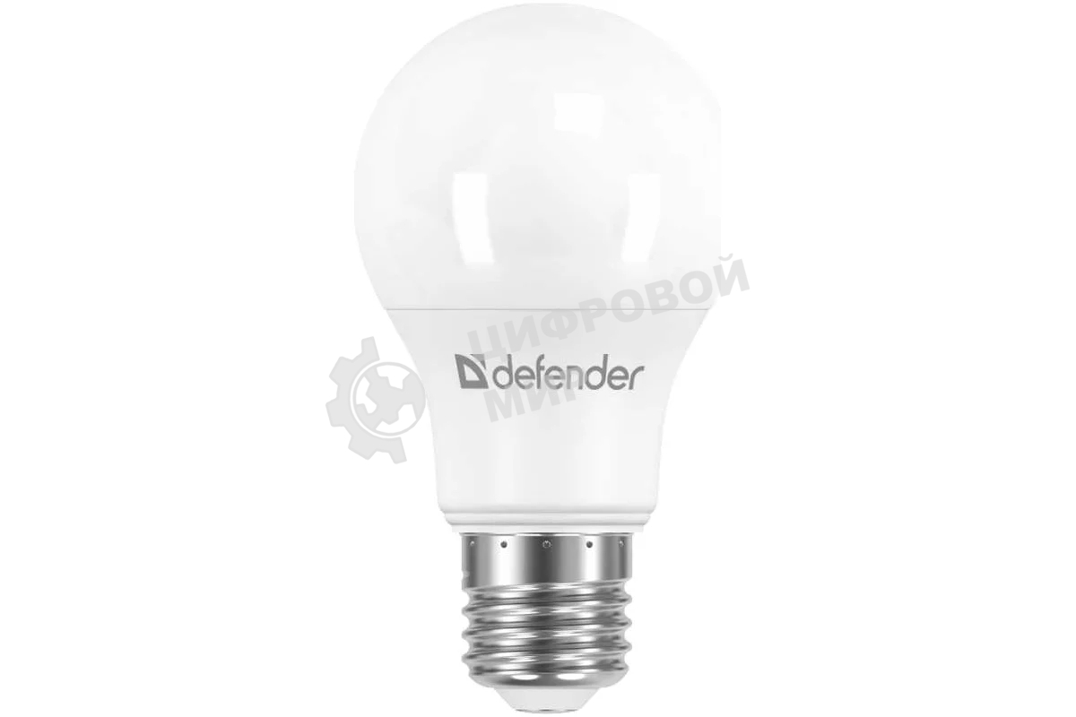 Лампа светодиодная Defender A55-7W-830-E27 груша, 3000 К, теплый белый, 1 шт.