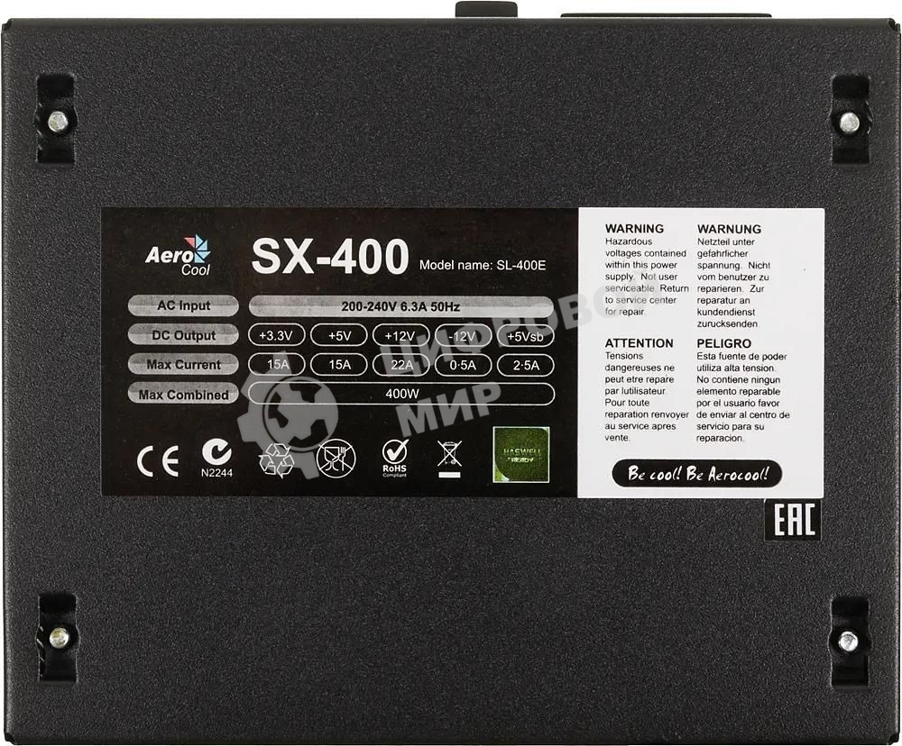 Блок питания Aerocool/Formula SX-400, 400W, 400Вт, 80мм, черный