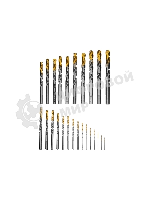 Набор сверл по металлу Denzel 1-13 мм, Р6М5-TiN, Golden Tip, 25 шт