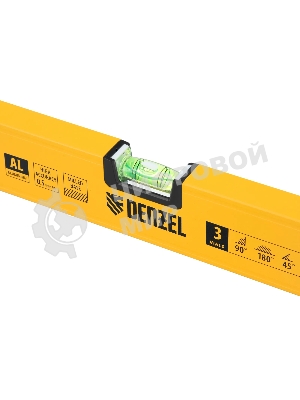 Уровень алюминиевый Denzel, магнит., фрезерованный, 3 глазка (1 зеркал.), 0,5 мм/м, 1200 мм